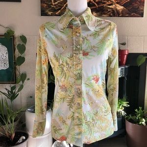 [SOLD] Vintage Psychedelic 60s/70s Statement Collar Floral Blouse